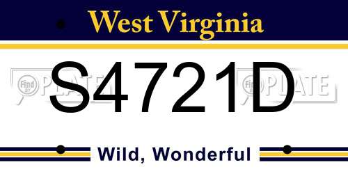 S4721D West Virginia License Plate