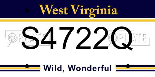 S4722Q West Virginia License Plate