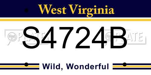 S4724B West Virginia License Plate