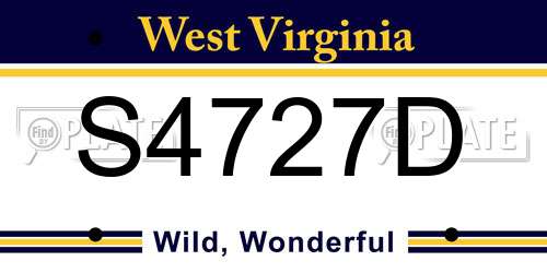 S4727D West Virginia License Plate