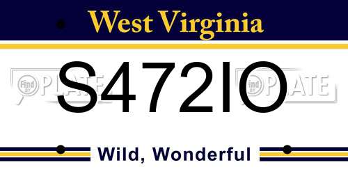 S472IO West Virginia License Plate