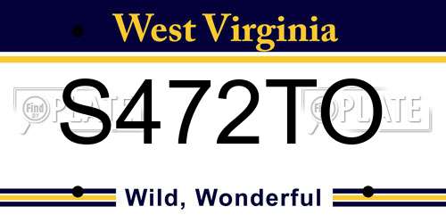 S472TO West Virginia License Plate