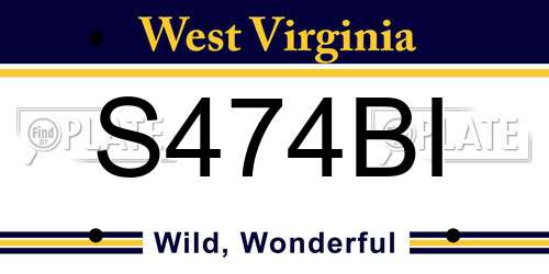 S474BI West Virginia License Plate