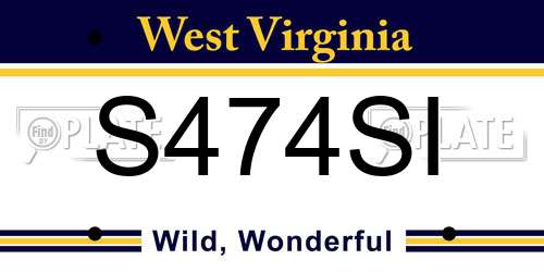 S474SI West Virginia License Plate