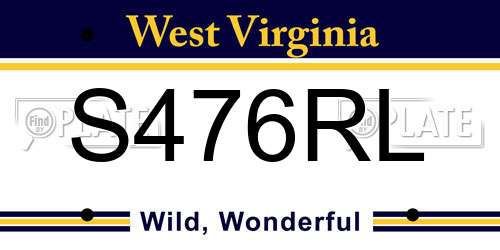S476RL West Virginia License Plate