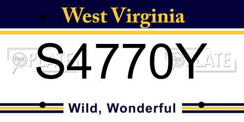 S4770Y West Virginia License Plate