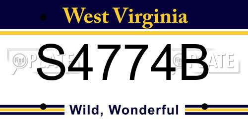 S4774B West Virginia License Plate