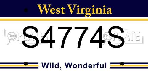 S4774S West Virginia License Plate