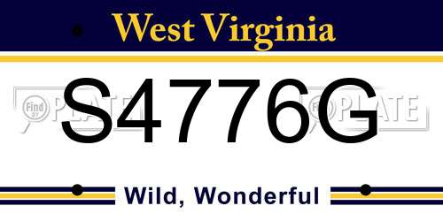 S4776G West Virginia License Plate