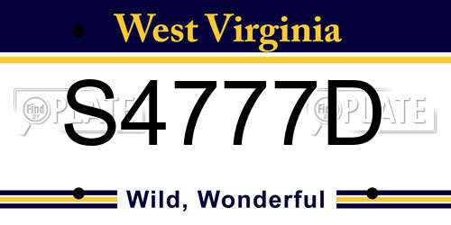 S4777D West Virginia License Plate