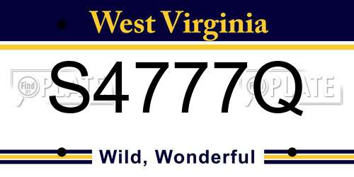 S4777Q West Virginia License Plate