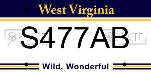S477AB West Virginia License Plate