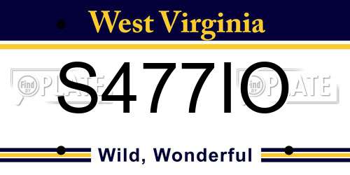 S477IO West Virginia License Plate