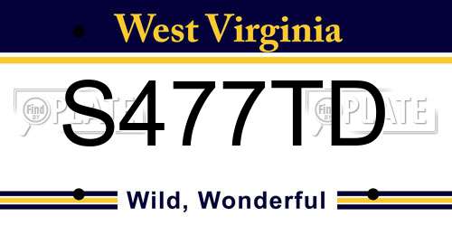 S477TD West Virginia License Plate
