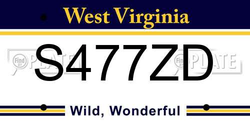 S477ZD West Virginia License Plate
