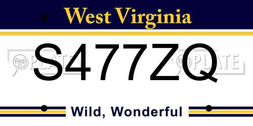 S477ZQ West Virginia License Plate