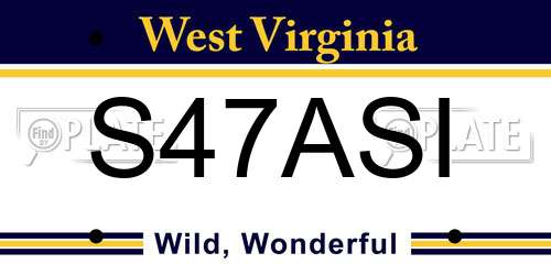 S47ASI West Virginia License Plate