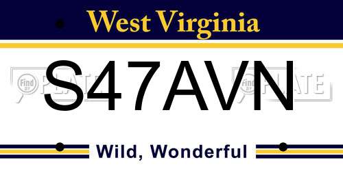 S47AVN West Virginia License Plate