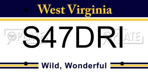 S47DRI West Virginia License Plate