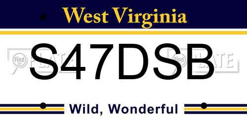 S47DSB West Virginia License Plate
