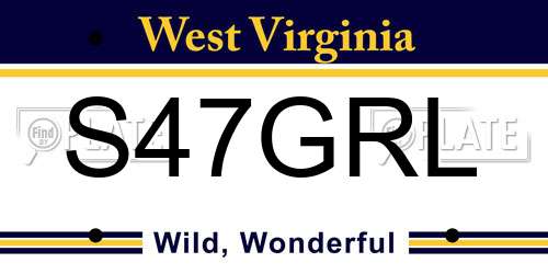 S47GRL West Virginia License Plate