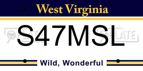 S47MSL West Virginia License Plate