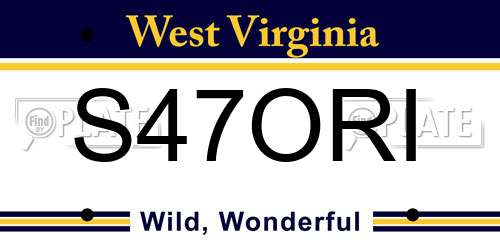 S47ORI West Virginia License Plate