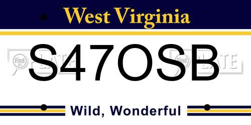 S47OSB West Virginia License Plate