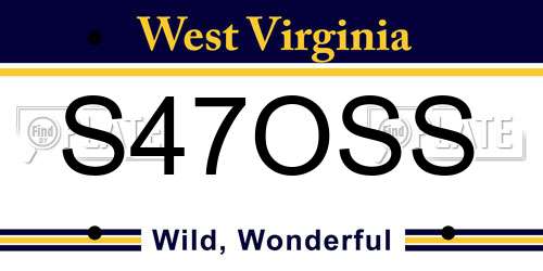 S47OSS West Virginia License Plate