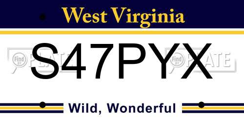 S47PYX West Virginia License Plate