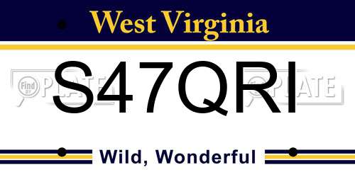 S47QRI West Virginia License Plate