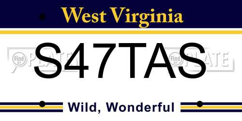 S47TAS West Virginia License Plate