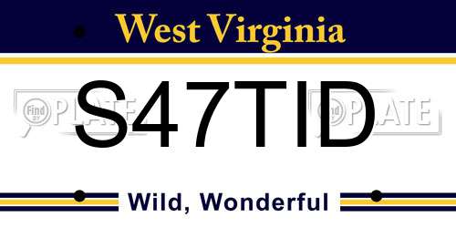 S47TID West Virginia License Plate