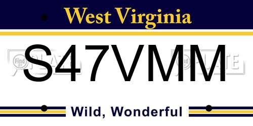 S47VMM West Virginia License Plate