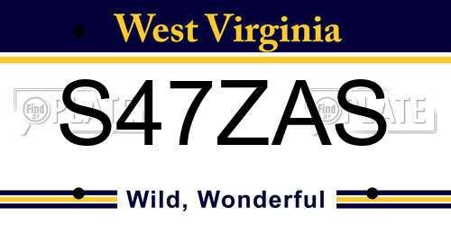 S47ZAS West Virginia License Plate