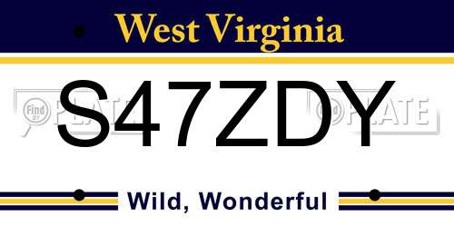 S47ZDY West Virginia License Plate