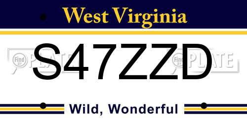 S47ZZD West Virginia License Plate