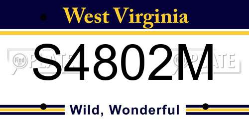 S4802M West Virginia License Plate