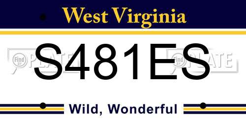 S481ES West Virginia License Plate
