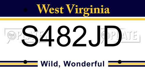 S482JD West Virginia License Plate