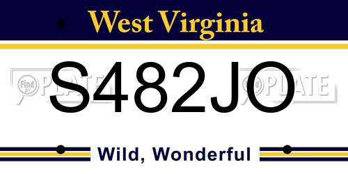 S482JO West Virginia License Plate