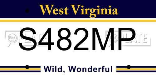 S482MP West Virginia License Plate