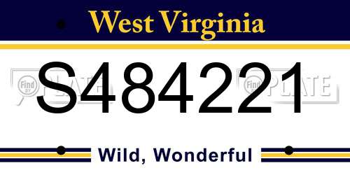 S484221 West Virginia License Plate