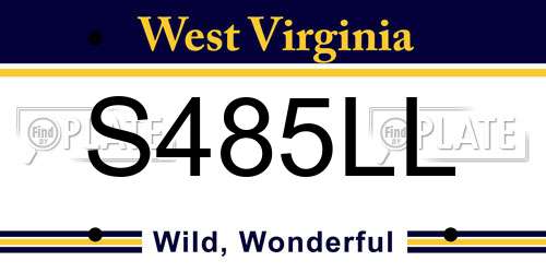 S485LL West Virginia License Plate