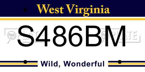 S486BM West Virginia License Plate