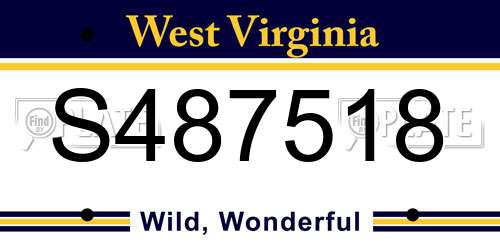 S487518 West Virginia License Plate