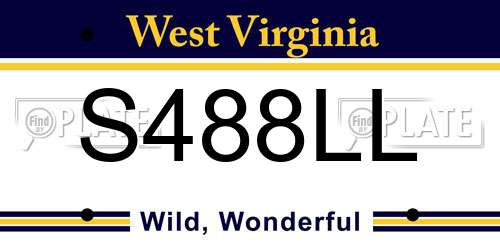S488LL West Virginia License Plate