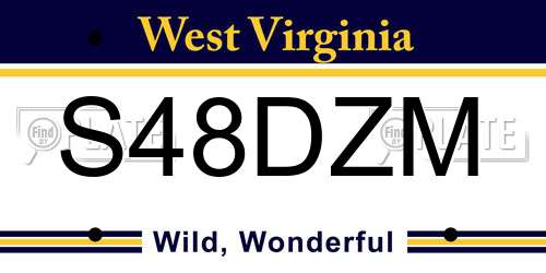 S48DZM West Virginia License Plate