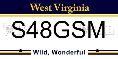 S48GSM West Virginia License Plate