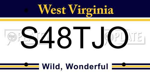 S48TJO West Virginia License Plate